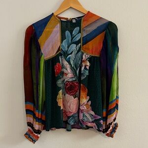 Anthropologie Bl-nk London Miranda Peasant Blouse in Holly